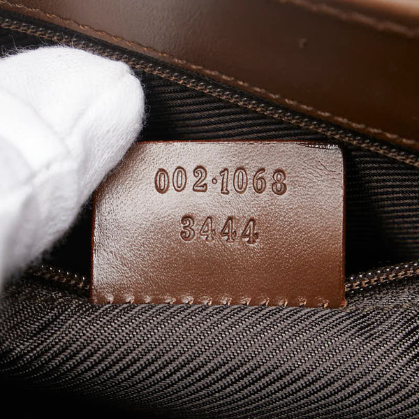 グッチ GGキャンバス ジャッキーライン ハンドバッグ ワンショルダーバッグ 002 1068 ベージュ ブラウン キャンバス レザー レディース GUCCI 【中古】