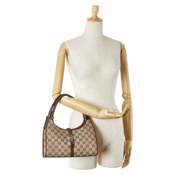 グッチ GGキャンバス ジャッキーライン ハンドバッグ ワンショルダーバッグ 002 1068 ベージュ ブラウン キャンバス レザー レディース GUCCI 【中古】