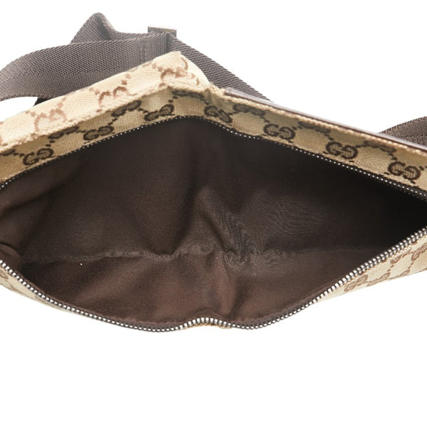 グッチ GGキャンバス ボディバッグ ウエストバッグ 28566 ベージュ ブラウン キャンバス レザー レディース GUCCI 【中古】