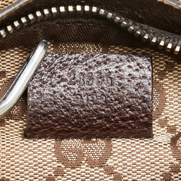 グッチ GGキャンバス ボディバッグ ウエストバッグ 28566 ベージュ ブラウン キャンバス レザー レディース GUCCI 【中古】