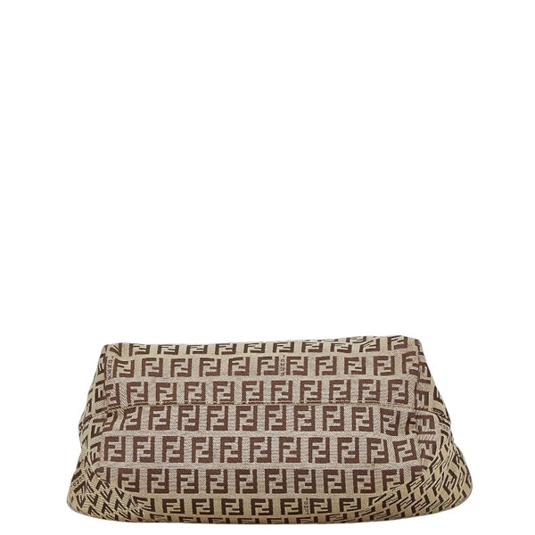 フェンディ ズッキーノ ミニハンドバッグ ベージュ ブラウン キャンバス レザー レディース FENDI 【中古】