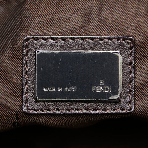 フェンディ ズッキーノ ミニハンドバッグ ベージュ ブラウン キャンバス レザー レディース FENDI 【中古】