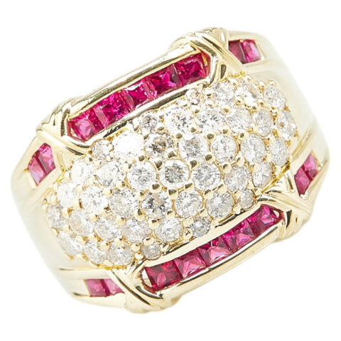 K18YG イエローゴールド ルビー1.00ct ダイヤ1.00ct リング 指輪 レディース 11.5号 【中古】