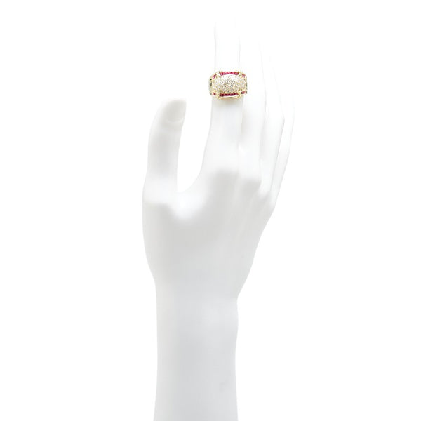 K18YG イエローゴールド ルビー1.00ct ダイヤ1.00ct リング 指輪 レディース 11.5号 【中古】