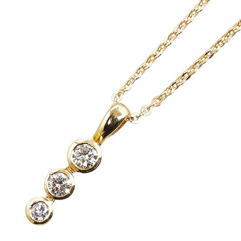 K18YG イエローゴールド ダイヤ0.24ct ペンダントネックレス レディース 【中古】