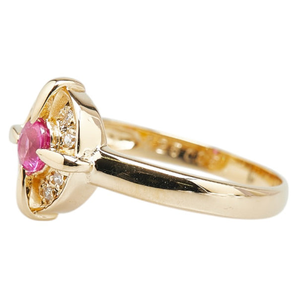 K18YG イエローゴールド ルビー0.25ct ダイヤ0.05ct リング 指輪 レディース 12号 【中古】