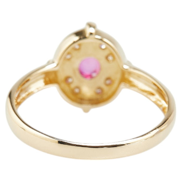 K18YG イエローゴールド ルビー0.25ct ダイヤ0.05ct リング 指輪 レディース 12号 【中古】