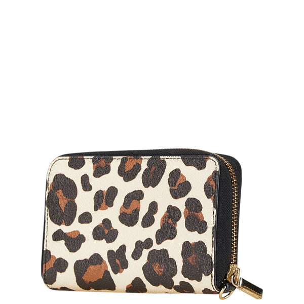 トリーバーチ レオパード ラウンドファスナー 長財布 ベージュ ブラウン PVC レザー レディース Tory Burch 【中古】