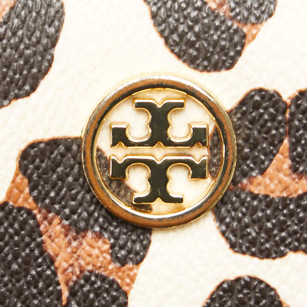 トリーバーチ レオパード ラウンドファスナー 長財布 ベージュ ブラウン PVC レザー レディース Tory Burch 【中古】