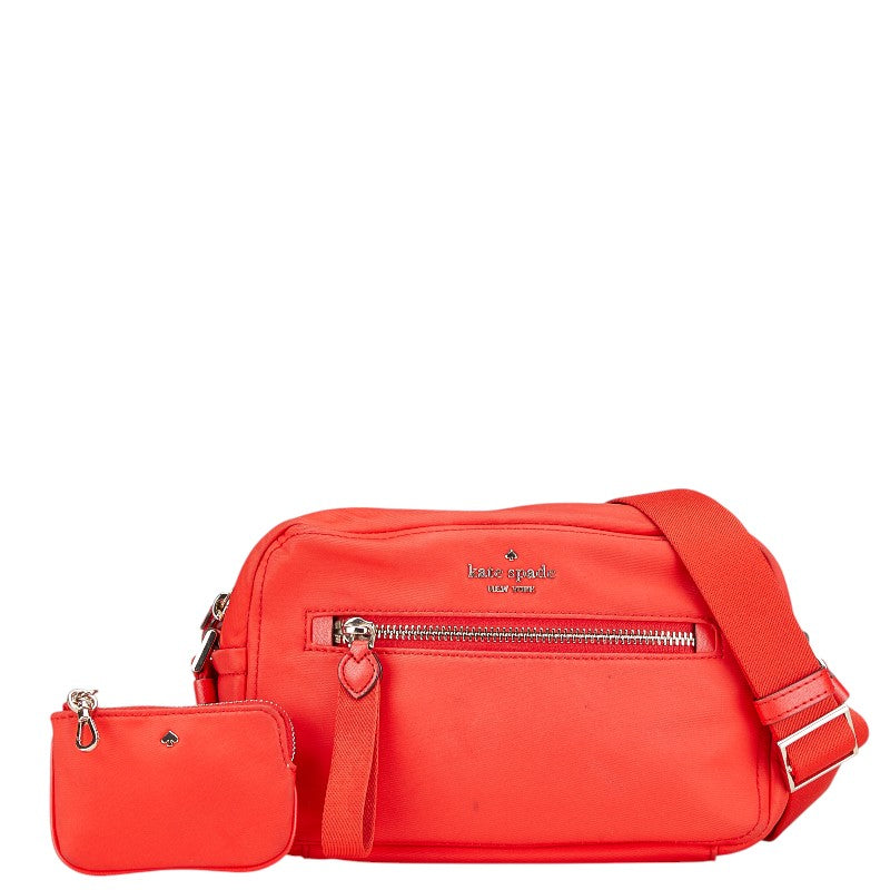 ケイトスペード ショルダーバッグ レッド ナイロン レザー レディース Kate Spade 【中古】