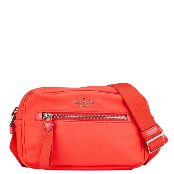 ケイトスペード ショルダーバッグ レッド ナイロン レザー レディース Kate Spade 【中古】