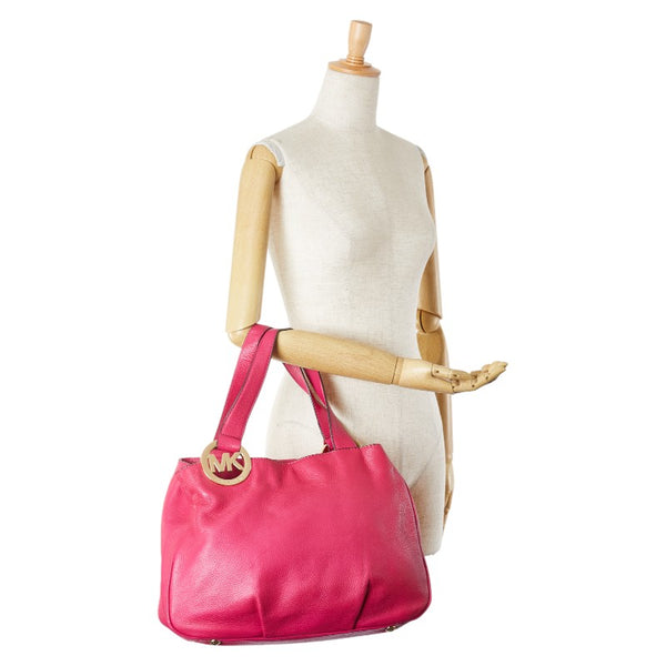 マイケルコース MKロゴ トートバッグ ショルダーバッグ ピンク レザー レディース Michael Kors 【中古】