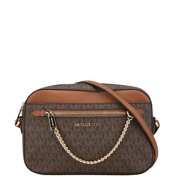 マイケルコース シグネチャー 斜め掛け ショルダーバッグ 35S1GTTC9B ブラウン PVC レザー レディース Michael Kors 【中古】
