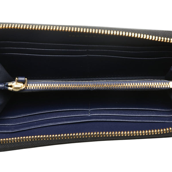 トリーバーチ ロゴ金具 ラウンドファスナー 長財布 ブラック エナメル レディース Tory Burch 【中古】