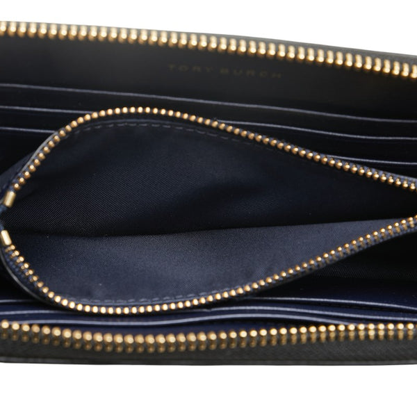 トリーバーチ ロゴ金具 ラウンドファスナー 長財布 ブラック エナメル レディース Tory Burch 【中古】