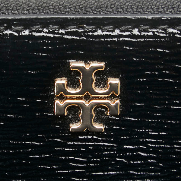 トリーバーチ ロゴ金具 ラウンドファスナー 長財布 ブラック エナメル レディース Tory Burch 【中古】