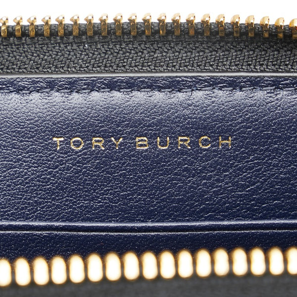 トリーバーチ ロゴ金具 ラウンドファスナー 長財布 ブラック エナメル レディース Tory Burch 【中古】