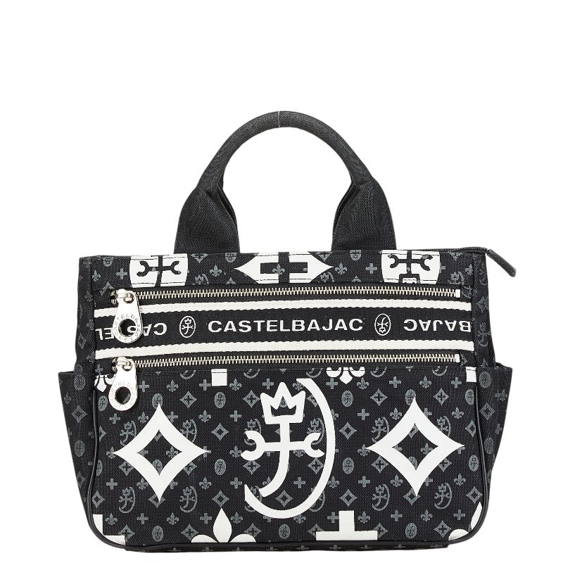 カステルバジャック ニース ドライビング トートバッグ ブラック ホワイト キャンバス レディース JC de CASTELBAJAC 【中古】