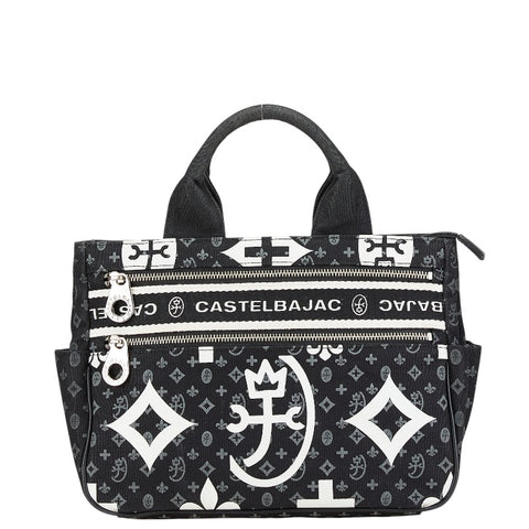 カステルバジャック ニース ドライビング トートバッグ ブラック ホワイト キャンバス レディース JC de CASTELBAJAC 【中古】