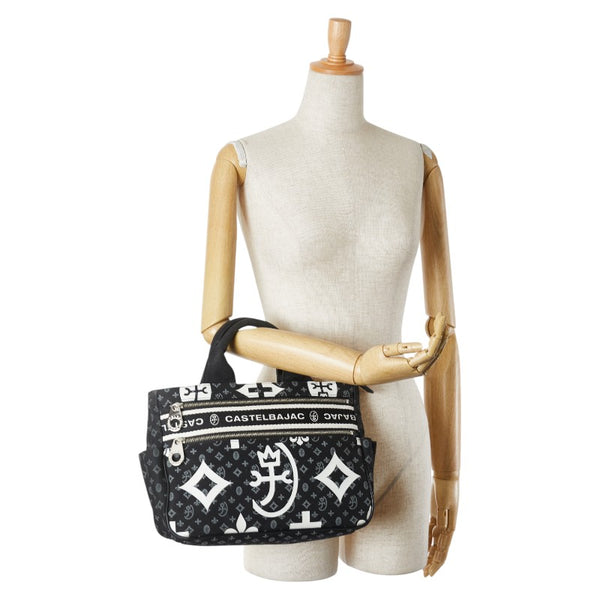 カステルバジャック ニース ドライビング トートバッグ ブラック ホワイト キャンバス レディース JC de CASTELBAJAC 【中古】