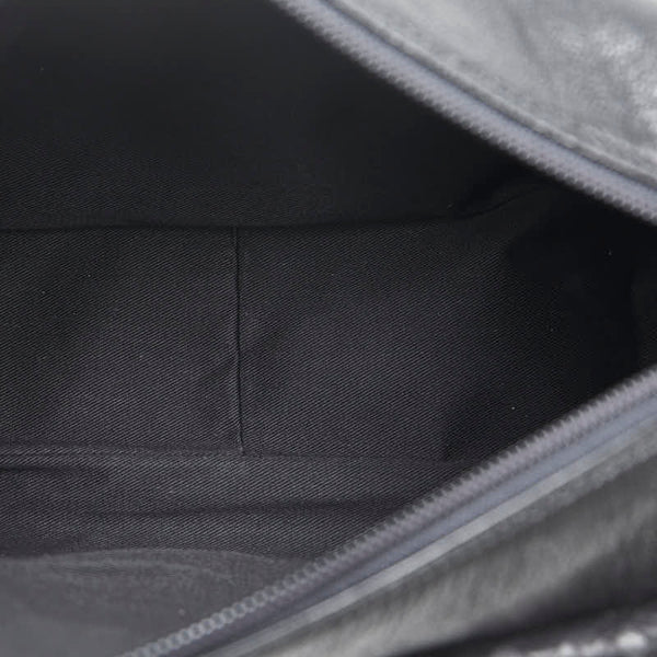 Les sacs Adam ルサックアダム クロコ型押し 斜め掛け ショルダーバッグ ブラック レザー レディース 【中古】