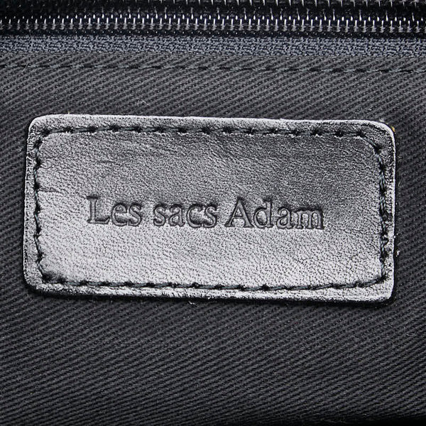 Les sacs Adam ルサックアダム クロコ型押し 斜め掛け ショルダーバッグ ブラック レザー レディース 【中古】