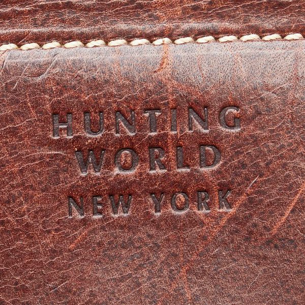 ハンティングワールド トートバッグ ショルダーバッグ ネイビー ブラウン キャンバス レザー レディース HUNTING WORLD 【中古】