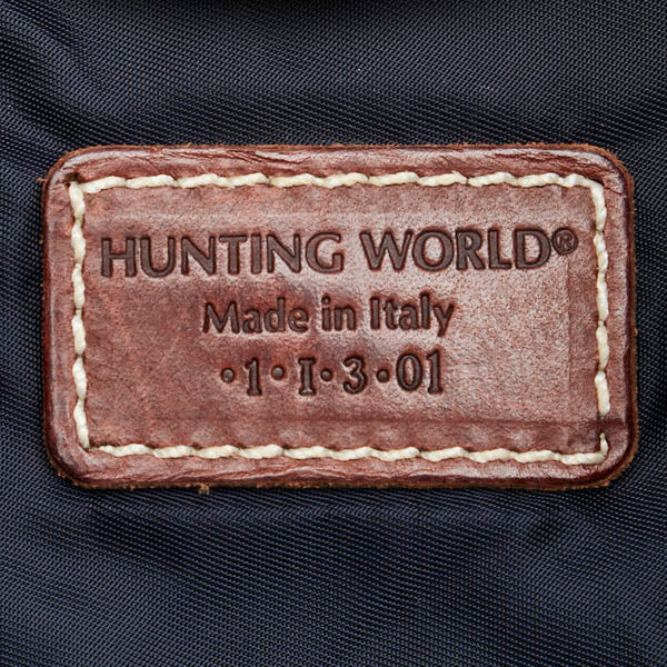 ハンティングワールド トートバッグ ショルダーバッグ ネイビー ブラウン キャンバス レザー レディース HUNTING WORLD 【中古】