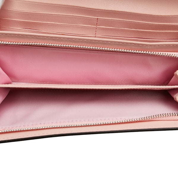 コーチ シグネチャー 長財布 ピンク ベージュ PVC レザー レディース COACH 【中古】