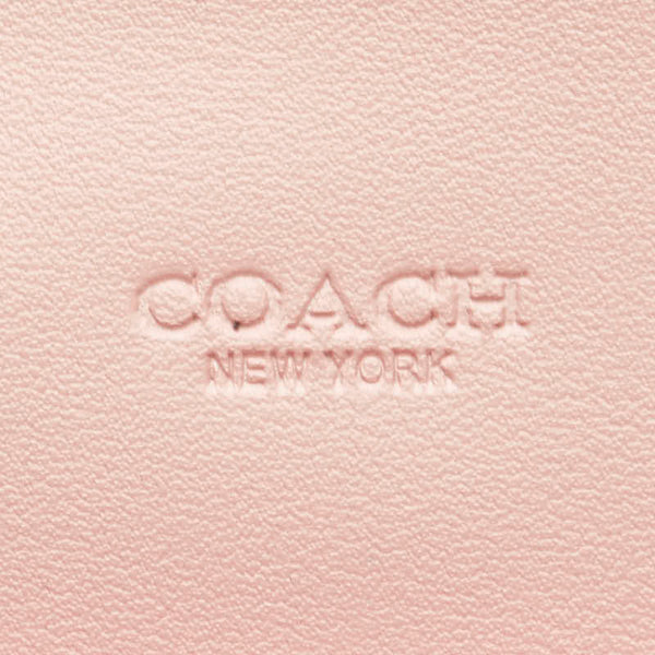 コーチ シグネチャー 長財布 ピンク ベージュ PVC レザー レディース COACH 【中古】