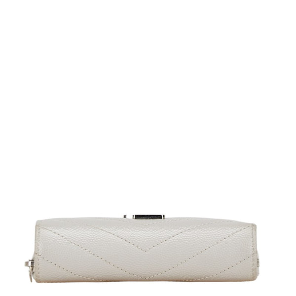 サンローラン モノグラム キルティング 二つ折り財布 コンパクトウォレット 403723 グレー レザー レディース SAINT LAURENT 【中古】