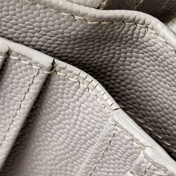 サンローラン モノグラム キルティング 二つ折り財布 コンパクトウォレット 403723 グレー レザー レディース SAINT LAURENT 【中古】