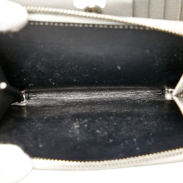 サンローラン モノグラム キルティング 二つ折り財布 コンパクトウォレット 403723 グレー レザー レディース SAINT LAURENT 【中古】