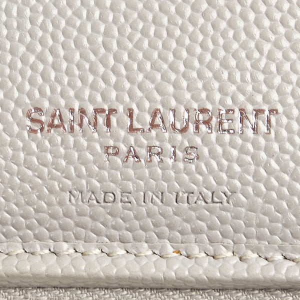 サンローラン モノグラム キルティング 二つ折り財布 コンパクトウォレット 403723 グレー レザー レディース SAINT LAURENT 【中古】