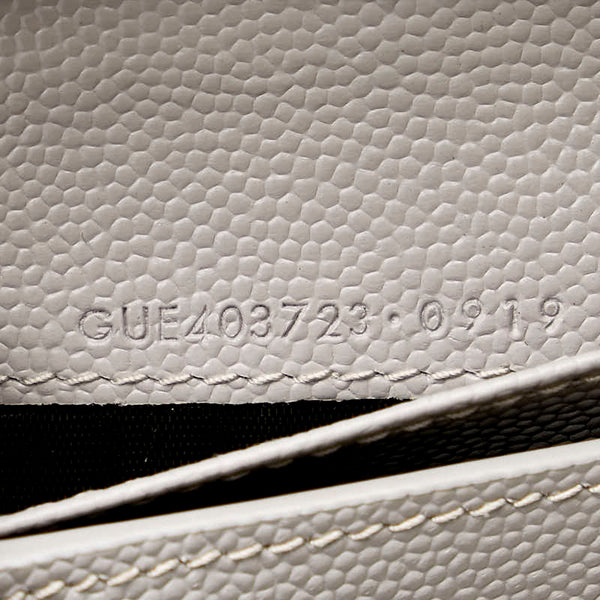 サンローラン モノグラム キルティング 二つ折り財布 コンパクトウォレット 403723 グレー レザー レディース SAINT LAURENT 【中古】