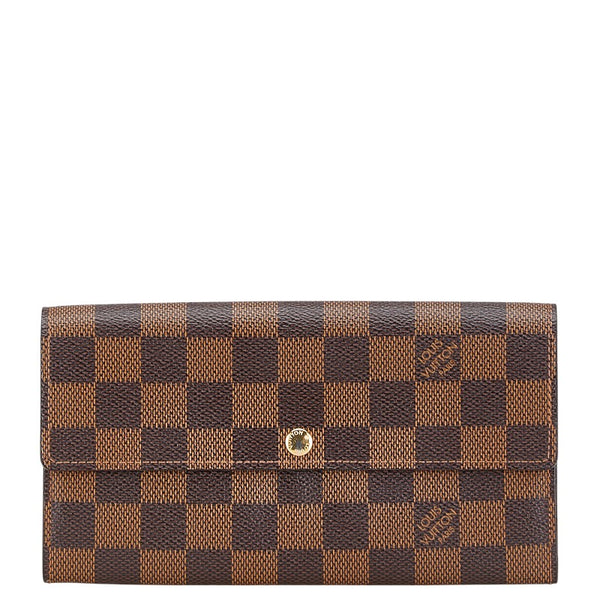 ルイ ヴィトン ダミエ ポルトフォイユ サラ 長財布 N61734 ブラウン PVC レザー レディース LOUIS VUITTON 【中古】