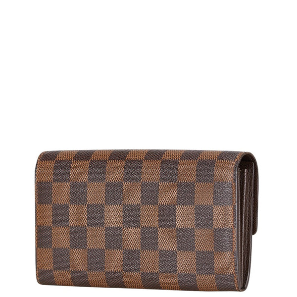 ルイ ヴィトン ダミエ ポルトフォイユ サラ 長財布 N61734 ブラウン PVC レザー レディース LOUIS VUITTON 【中古】
