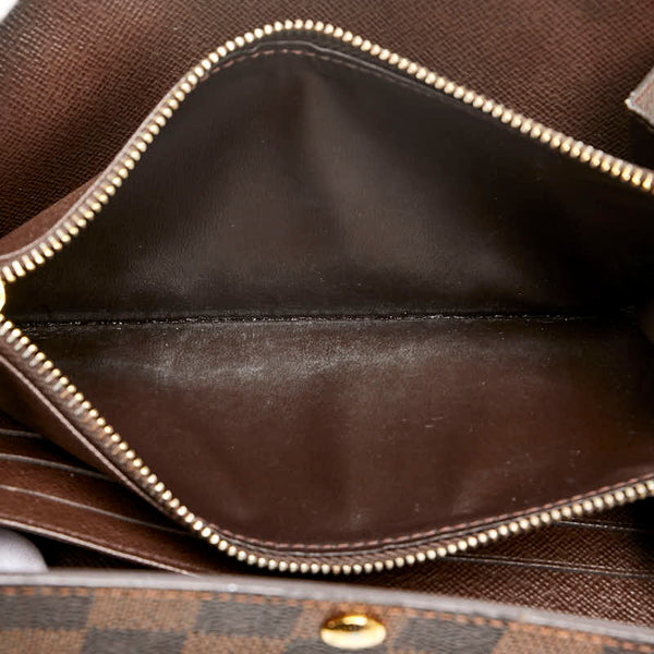 ルイ ヴィトン ダミエ ポルトフォイユ サラ 長財布 N61734 ブラウン PVC レザー レディース LOUIS VUITTON 【中古】
