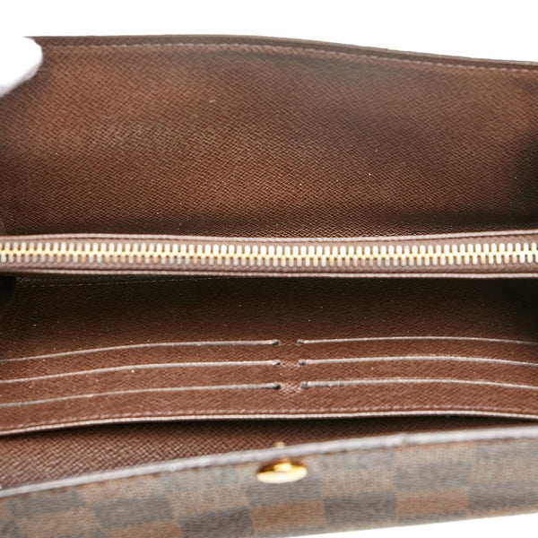 ルイ ヴィトン ダミエ ポルトフォイユ サラ 長財布 N61734 ブラウン PVC レザー レディース LOUIS VUITTON 【中古】