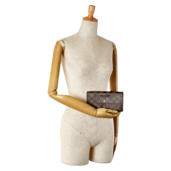 ルイ ヴィトン ダミエ ポルトフォイユ サラ 長財布 N61734 ブラウン PVC レザー レディース LOUIS VUITTON 【中古】