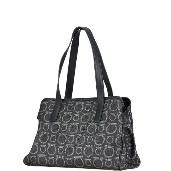 サルヴァトーレフェラガモ ガンチーニ トートバッグ ハンドバッグ AU-21/7919 ブラック シルバー PVC レザー レディース Salvatore Ferragamo 【中古】