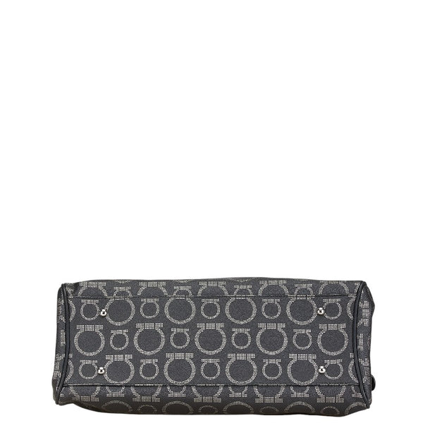 サルヴァトーレフェラガモ ガンチーニ トートバッグ ハンドバッグ AU-21/7919 ブラック シルバー PVC レザー レディース Salvatore Ferragamo 【中古】