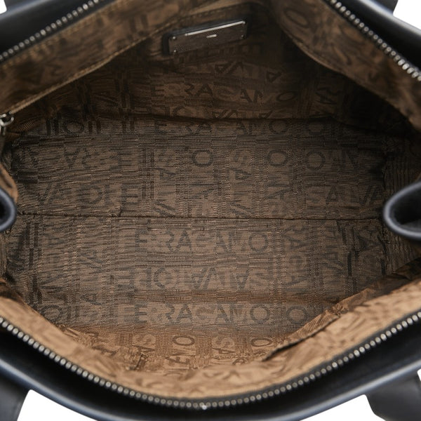 サルヴァトーレフェラガモ ガンチーニ トートバッグ ハンドバッグ AU-21/7919 ブラック シルバー PVC レザー レディース Salvatore Ferragamo 【中古】