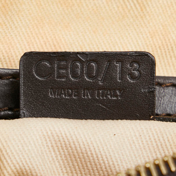 セリーヌ Cマカダム ハンドバッグ ブラウン キャンバス レザー レディース CELINE 【中古】