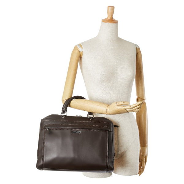 バーバリー ビジネスバッグ ブリーフケース 書類カバン ブラウン ナイロン レザー メンズ BURBERRY 【中古】