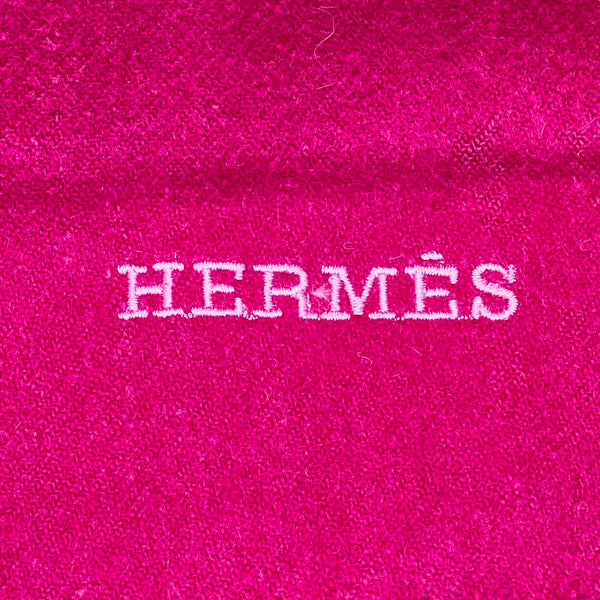 エルメス ロゴ フリンジ ショール マフラー ピンク カシミヤ レディース HERMES 【中古】