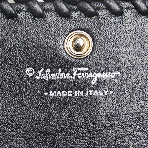 サルヴァトーレフェラガモ リボン 長財布 ブラック レザー レディース Salvatore Ferragamo 【中古】