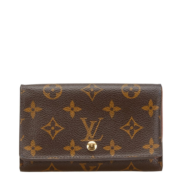 ルイ ヴィトン モノグラム ポルトフォイユ トレゾール 二つ折り財布 M61736 ブラウン PVC レザー レディース LOUIS VUITTON 【中古】
