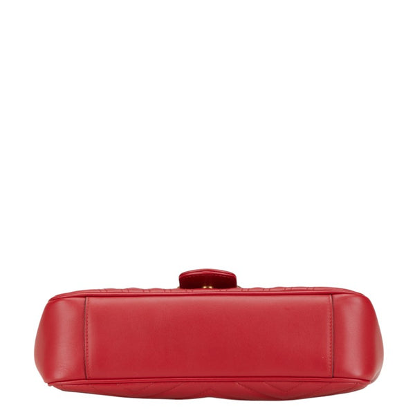 グッチ GGマーモント キルティング チェーンショルダーバッグ 443497 ハイビスカスレッド レザー レディース GUCCI 【中古】