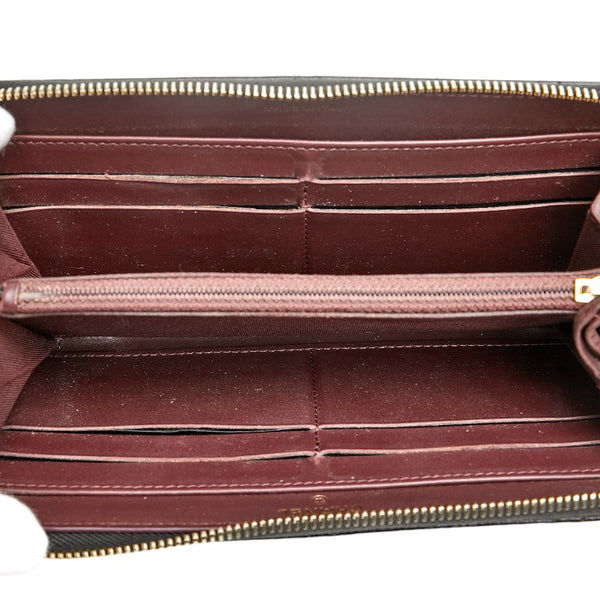 シャネル ココマーク マトラッセ ラウンドファスナー 長財布 ブラック キャビアスキン レディース CHANEL 【中古】